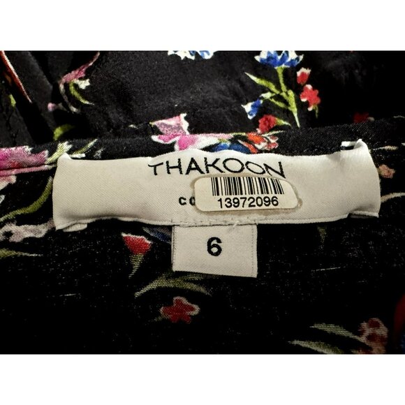 Thakoon Collective Women Black Multicolor Floral Mini Slip Dress Size 6 Pullover - Picture 6 of 6